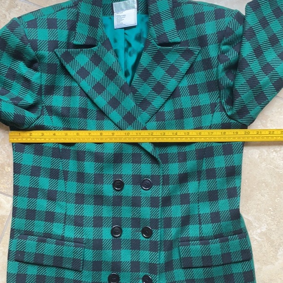 Emmanuelle Khanh green checkered wool blazer made in France - Picture 6 of 16